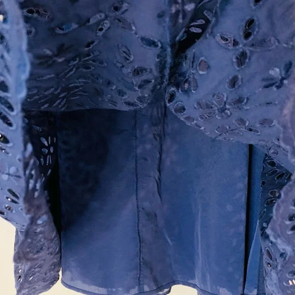 J. Crew Navy Embroidered Eyelet Lace MIDI Full Skirt NWT SZ 10! - Picture 7 of 11